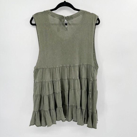 Urban Outfitters Out From Under Lace-Up Tunic Top Dress Green Size S Ruffle Hem - Picture 9 of 9